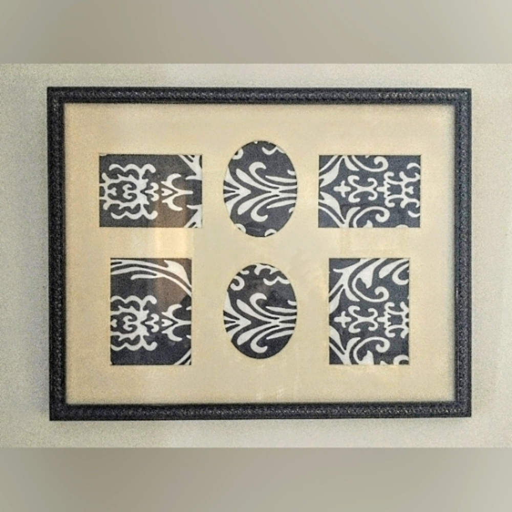 Vintage Scroll Frame w/ Ecru Matte - Holds 6 Pictures